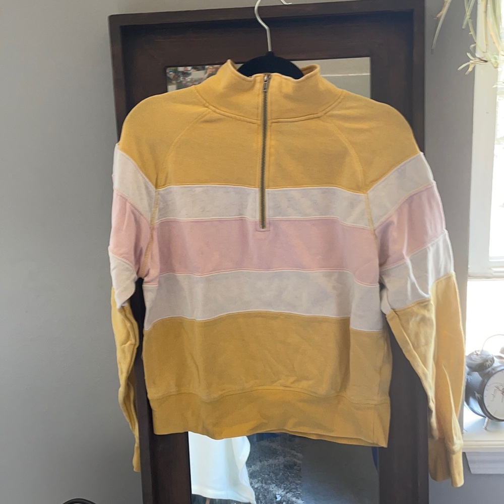 Pink white and yellow quarter zip